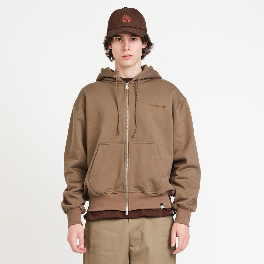 Zip Hoodie - Script Logo (Khaki Beige)
