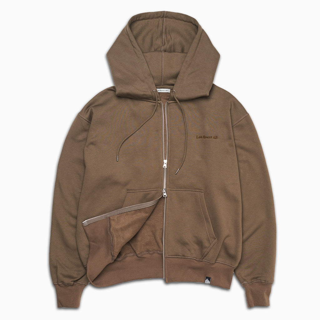 Zip Hoodie - Script Logo (Khaki Beige)